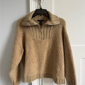 Forever 21 Tan Knit Zip-Up Sweater